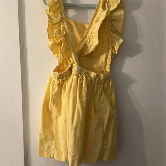 Bella Bliss beautiful corduroy light yellow pinafore with ruffle details size 8 - Picture 4 of 6